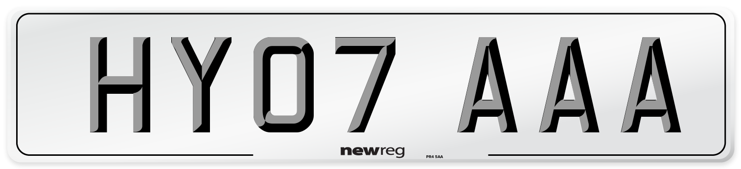 HY07 AAA Number Plate from New Reg